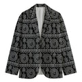 Black And White Warli Tribal Print Men's Cotton Blazer