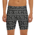 Black And White Warli Tribal Print Men's Long Boxer Briefs