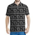 Black And White Warli Tribal Print Men's Polo Shirt
