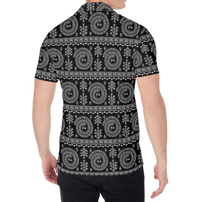 Black And White Warli Tribal Print Men's Shirt
