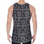 Black And White Warli Tribal Print Men's Velvet Tank Top