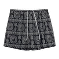 Black And White Warli Tribal Print Mesh Shorts