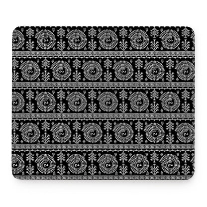 Black And White Warli Tribal Print Mouse Pad
