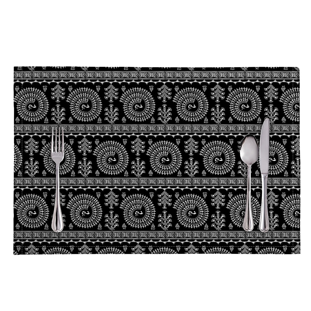 Black And White Warli Tribal Print Placemat
