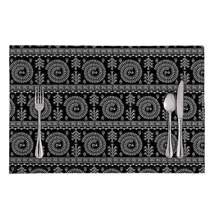 Black And White Warli Tribal Print Placemat