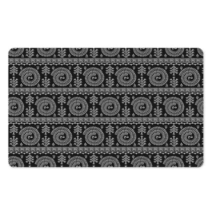 Black And White Warli Tribal Print Polyester Doormat