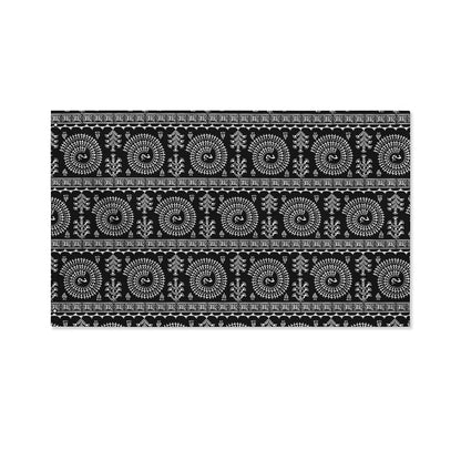 Black And White Warli Tribal Print Polyester Flag