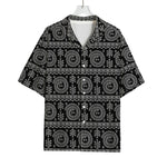 Black And White Warli Tribal Print Rayon Hawaiian Shirt