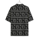 Black And White Warli Tribal Print Rayon Hawaiian Shirt