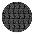 Black And White Warli Tribal Print Round Floor Mat