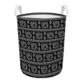 Black And White Warli Tribal Print Round Laundry Basket
