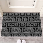 Black And White Warli Tribal Print Rubber Doormat