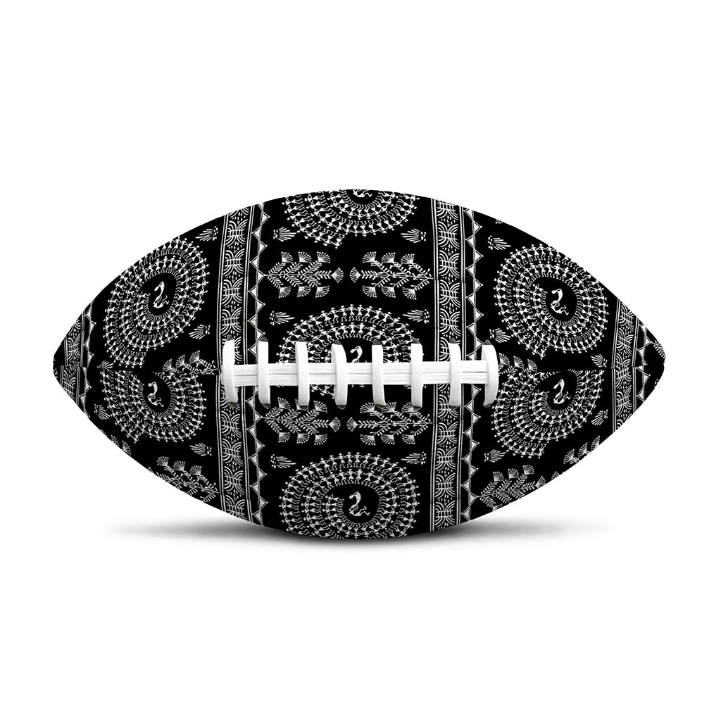 Black And White Warli Tribal Print Rugby Ball