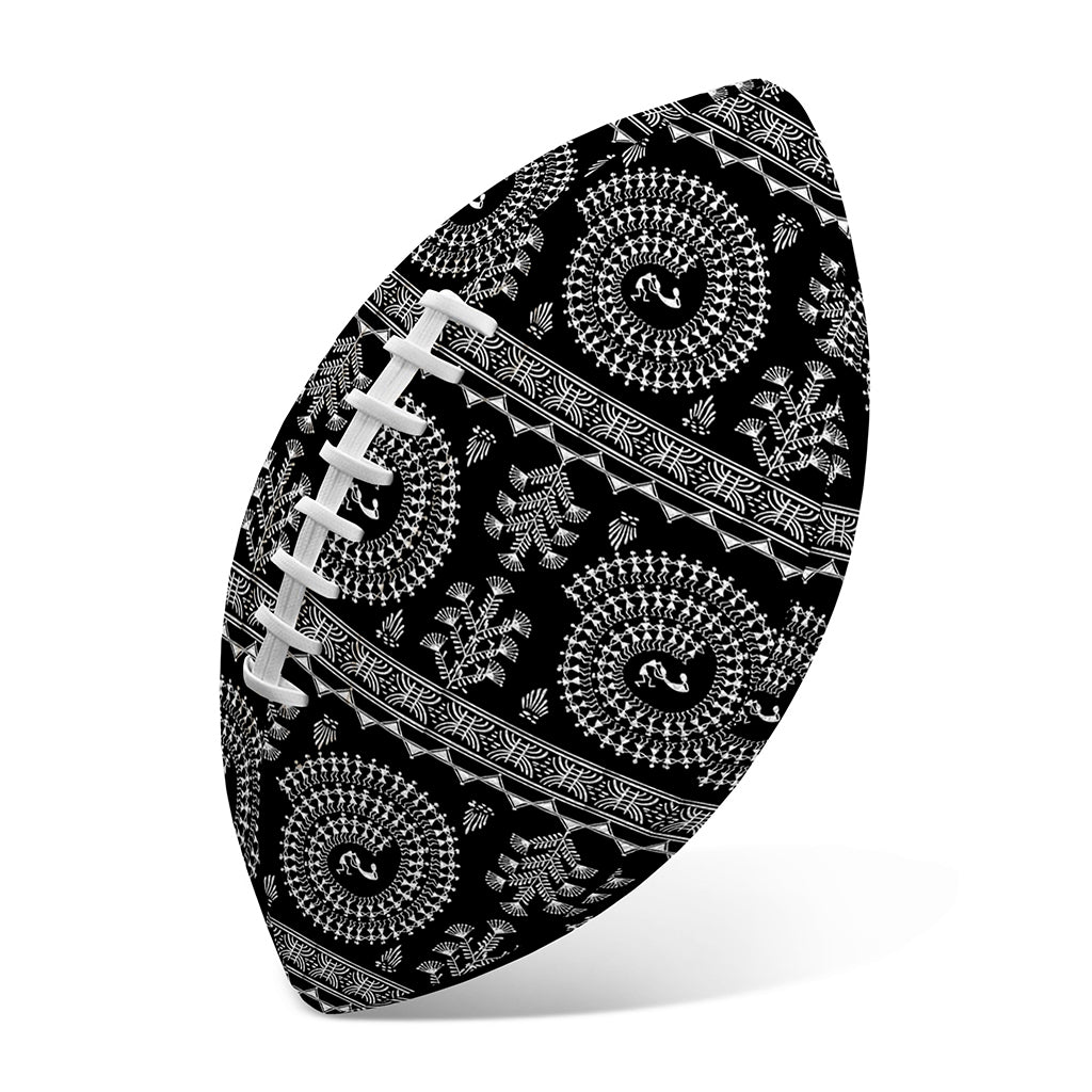 Black And White Warli Tribal Print Rugby Ball