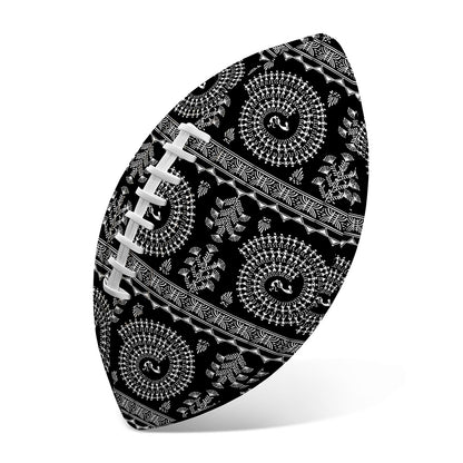 Black And White Warli Tribal Print Rugby Ball