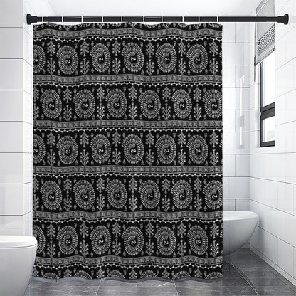 Black And White Warli Tribal Print Shower Curtain