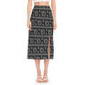 Black And White Warli Tribal Print Side Slit Midi Skirt