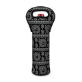 Black And White Warli Tribal Print Single Neoprene Wine Tote