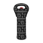 Black And White Warli Tribal Print Single Neoprene Wine Tote