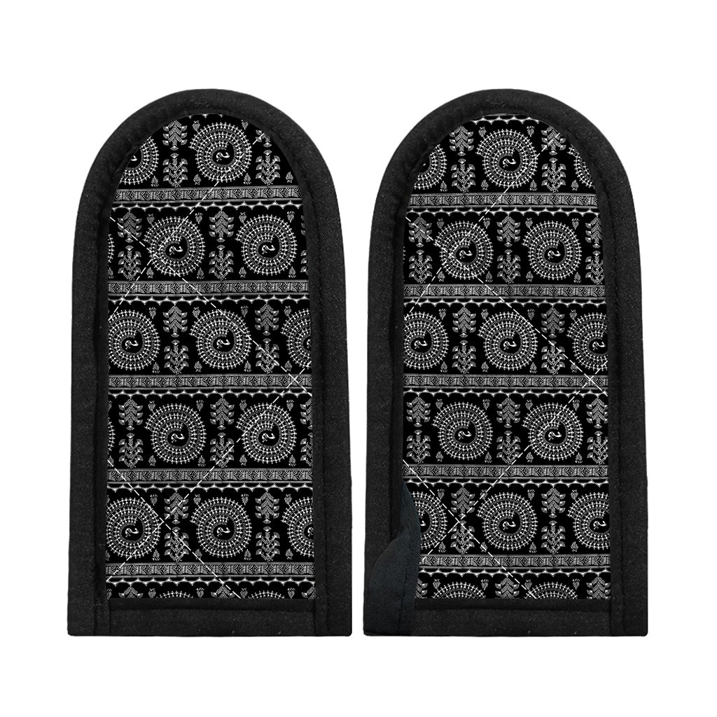 Black And White Warli Tribal Print Skillet Handle Cover