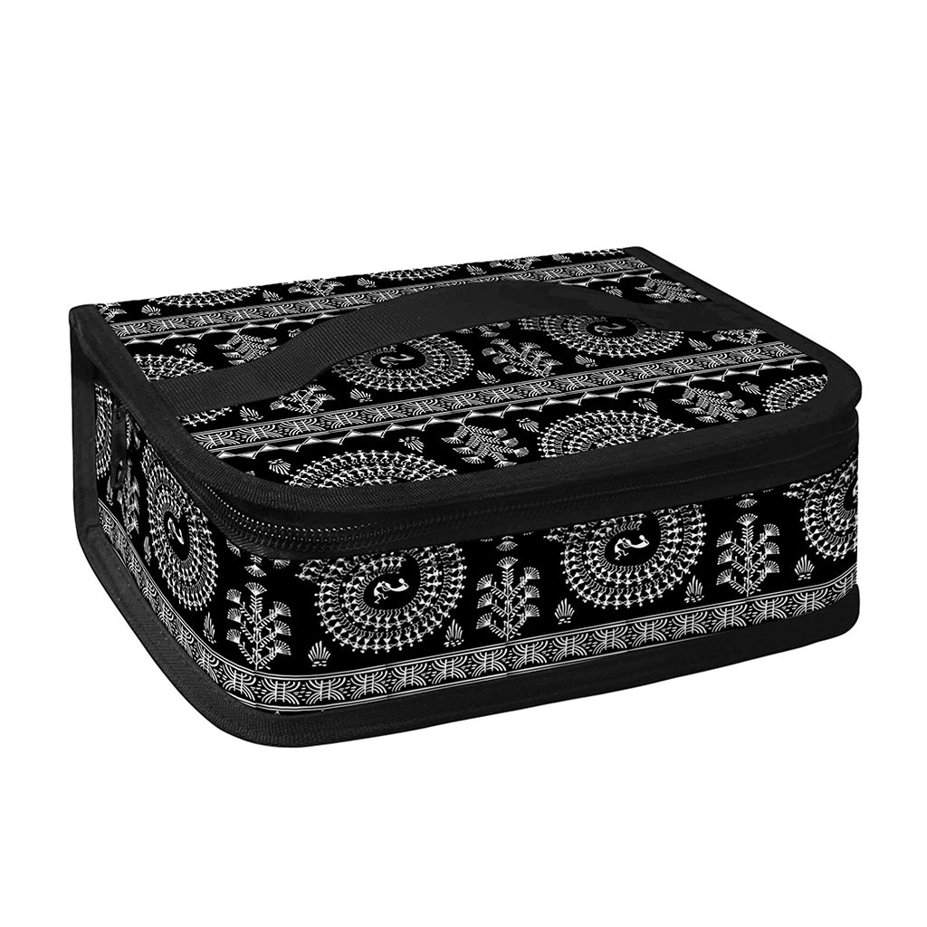 Black And White Warli Tribal Print Small Lunch Bag