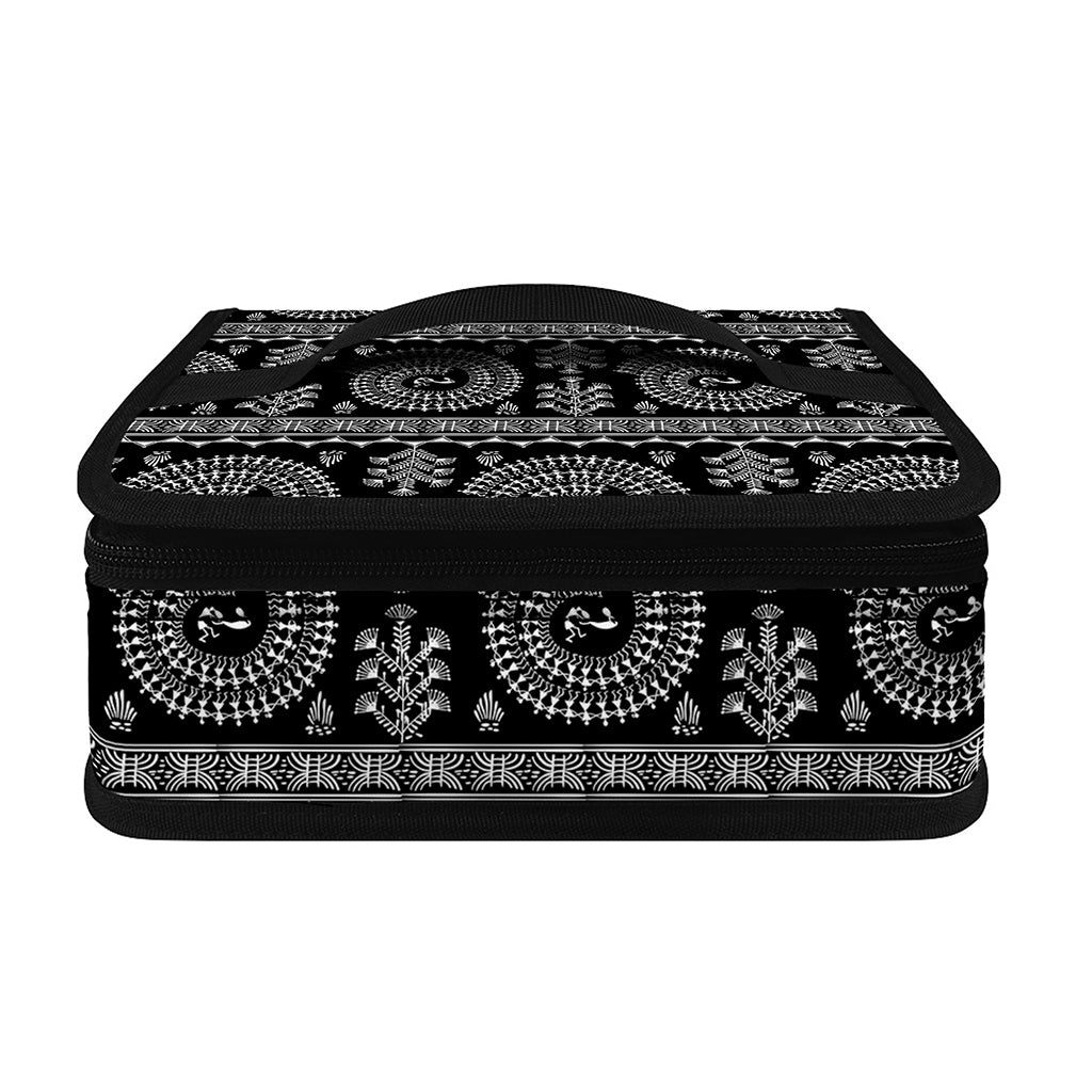 Black And White Warli Tribal Print Small Lunch Bag
