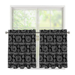 Black And White Warli Tribal Print Tier Curtains