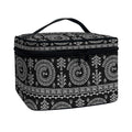 Black And White Warli Tribal Print Travel Makeup Bag