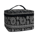 Black And White Warli Tribal Print Travel Makeup Bag