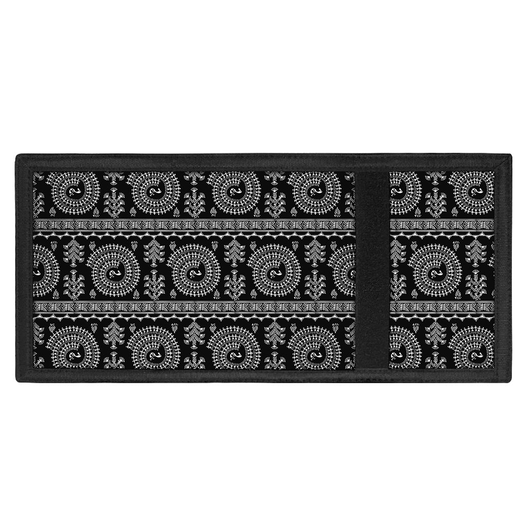 Black And White Warli Tribal Print Trifold Wallet