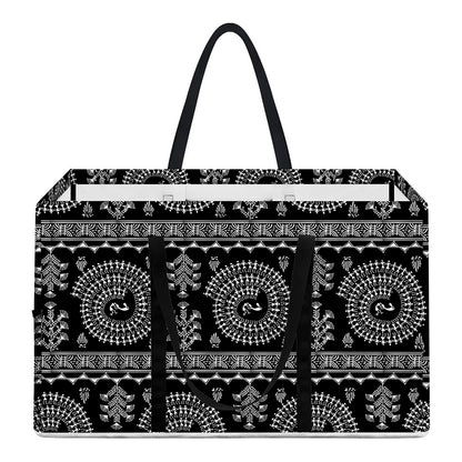 Black And White Warli Tribal Print Utility Tote Bag