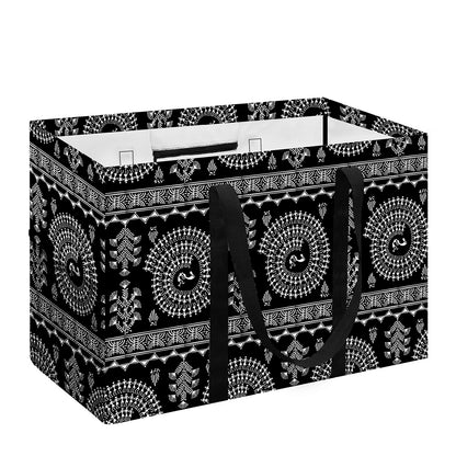 Black And White Warli Tribal Print Utility Tote Bag