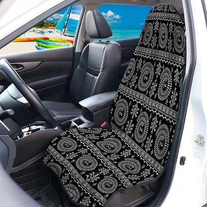 Black And White Warli Tribal Print Waterproof Car Seat Cover