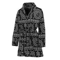 Black And White Warli Tribal Print Women's Bathrobe