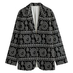 Black And White Warli Tribal Print Women's Blazer