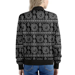 Black And White Warli Tribal Print Women's Bomber Jacket