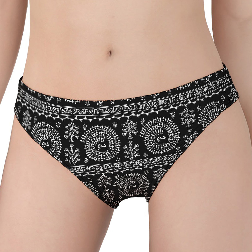 Black And White Warli Tribal Print Women's Panties
