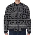 Black And White Warli Tribal Print Zip Sleeve Bomber Jacket