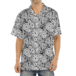 Black And White Western Flower Print Aloha Shirt