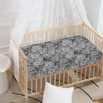 Black And White Western Flower Print Baby Crib Sheet