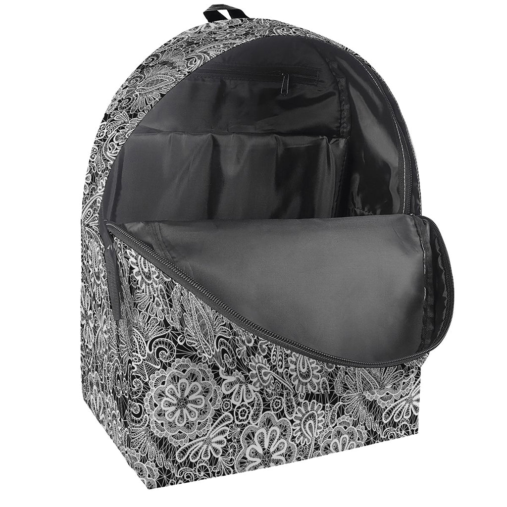 Black And White Western Flower Print Backpack