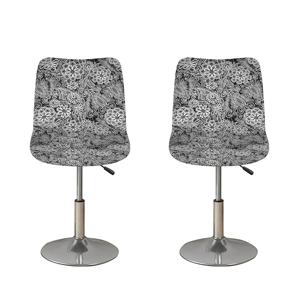 Black And White Western Flower Print Bar Stool Covers