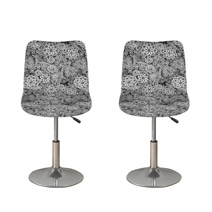 Black And White Western Flower Print Bar Stool Covers