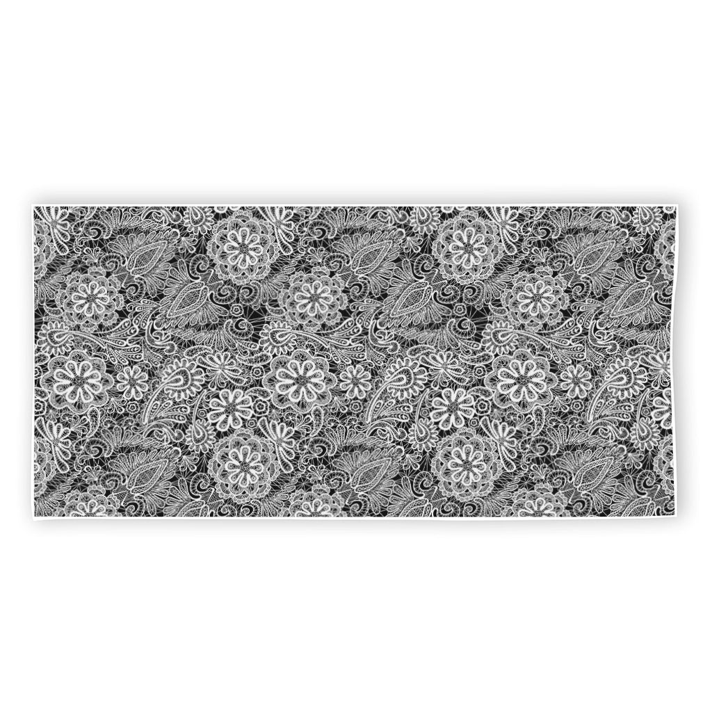 Black And White Western Flower Print Beach Towel