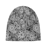 Black And White Western Flower Print Beanie