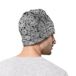 Black And White Western Flower Print Beanie