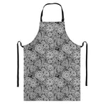 Black And White Western Flower Print Bib Apron With Pocket