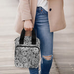 Black And White Western Flower Print Bible Tote Bag