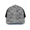 Black And White Western Flower Print Black Mesh Trucker Hat