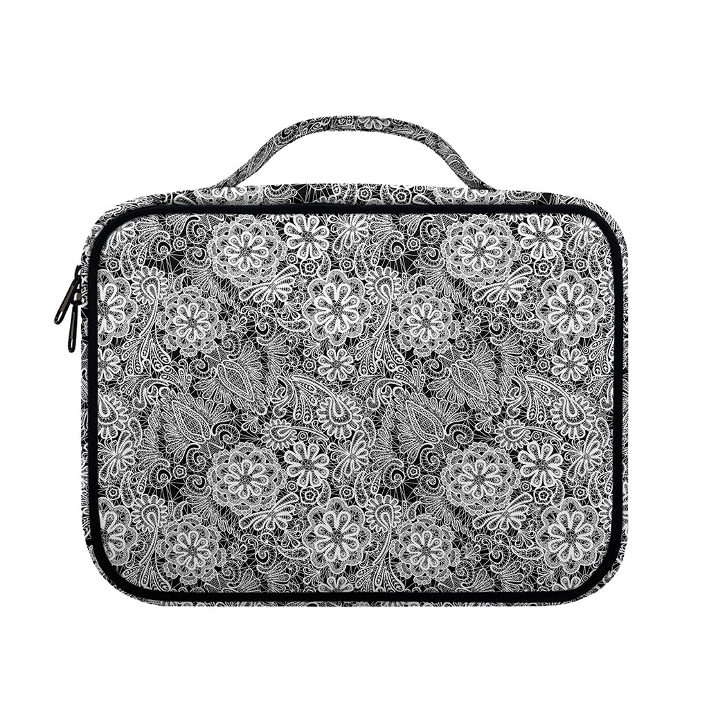Black And White Western Flower Print Briefcase Bible Bag